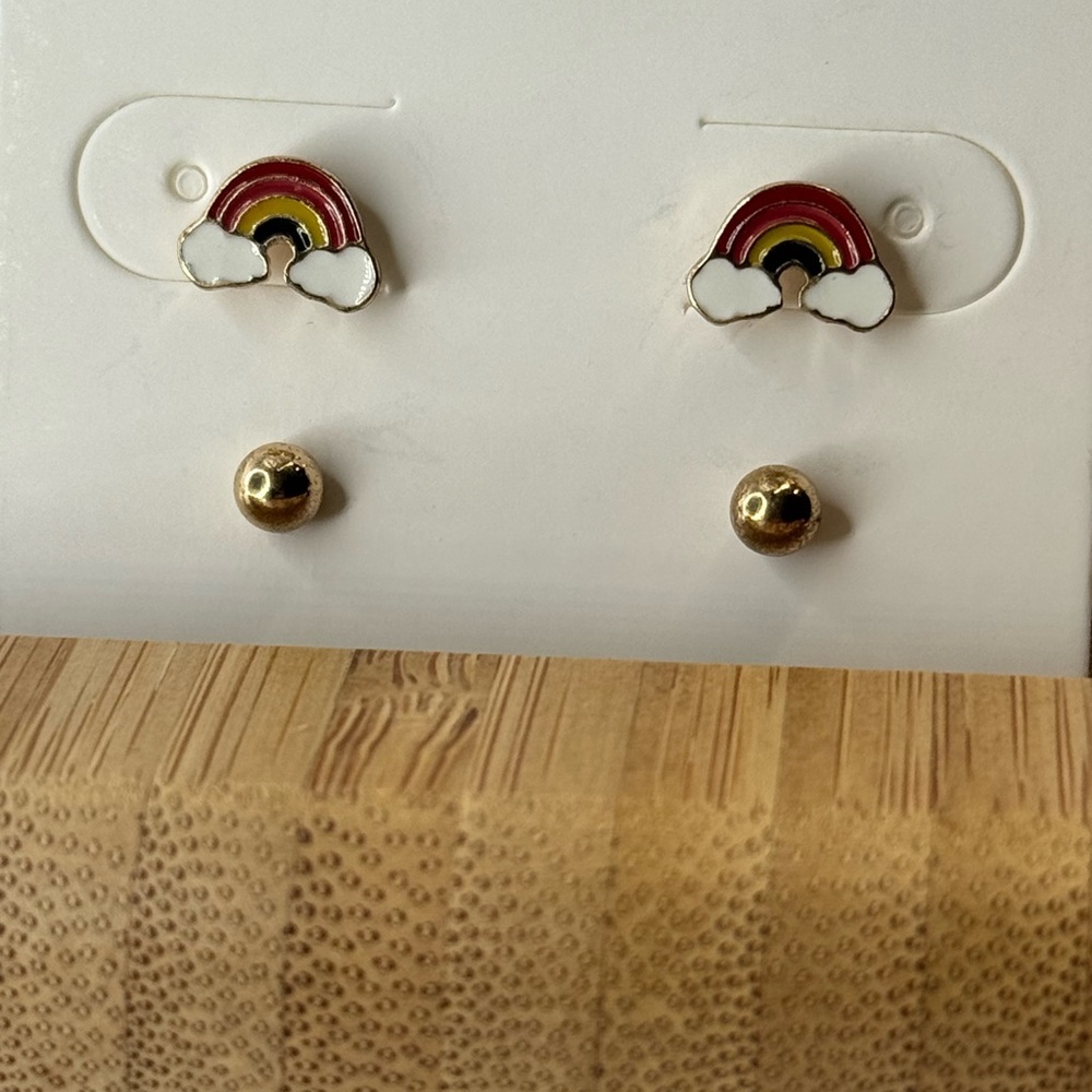 Rainbow and Ball stud Earrings